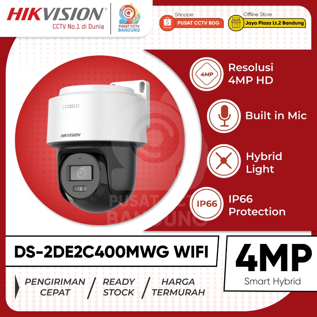 CCTV HIKVISION DS-2DE2C400MWG WIFI 4MP OUTDOOR WIFI PAN TILT 2 WAY AUDIO SMART HYBRID IP CAMERA - KA