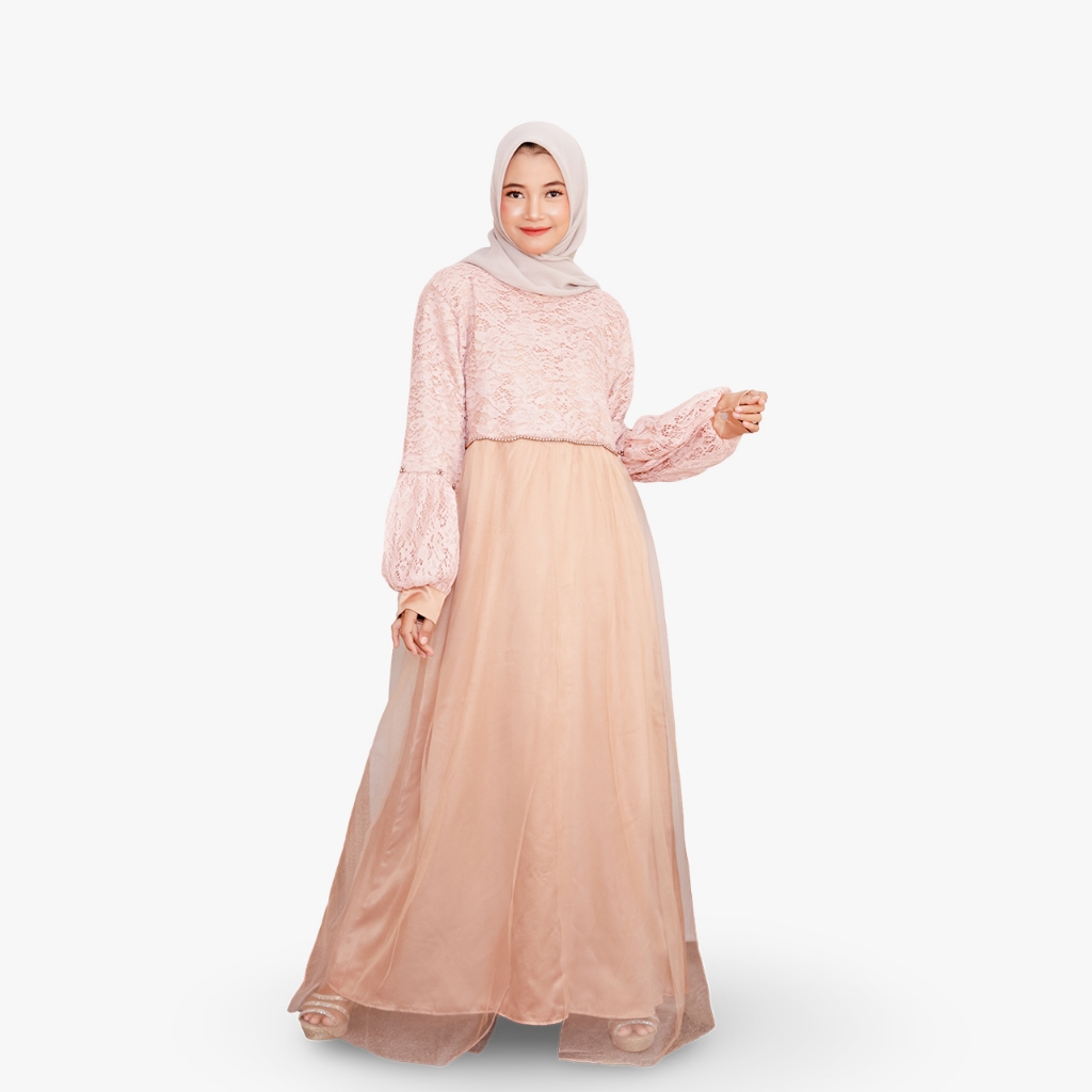 A&G Apparel Dress Brukat Mix Tile Sandy Gamis Pesta Kondangan Onesize