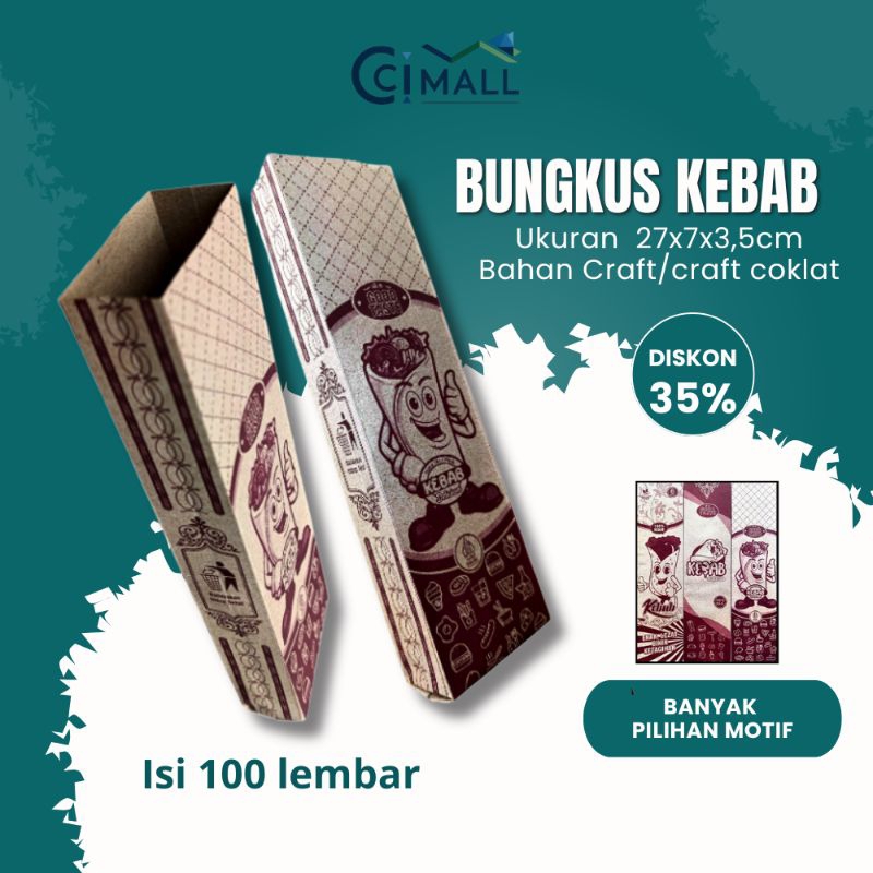 

PROMO 100 pcs kemasan kebab ukuran 27x7x3,5cm dus kebab coklat wadah kebab coklat kemasan kebab bungkus kebab jajanan kekinian