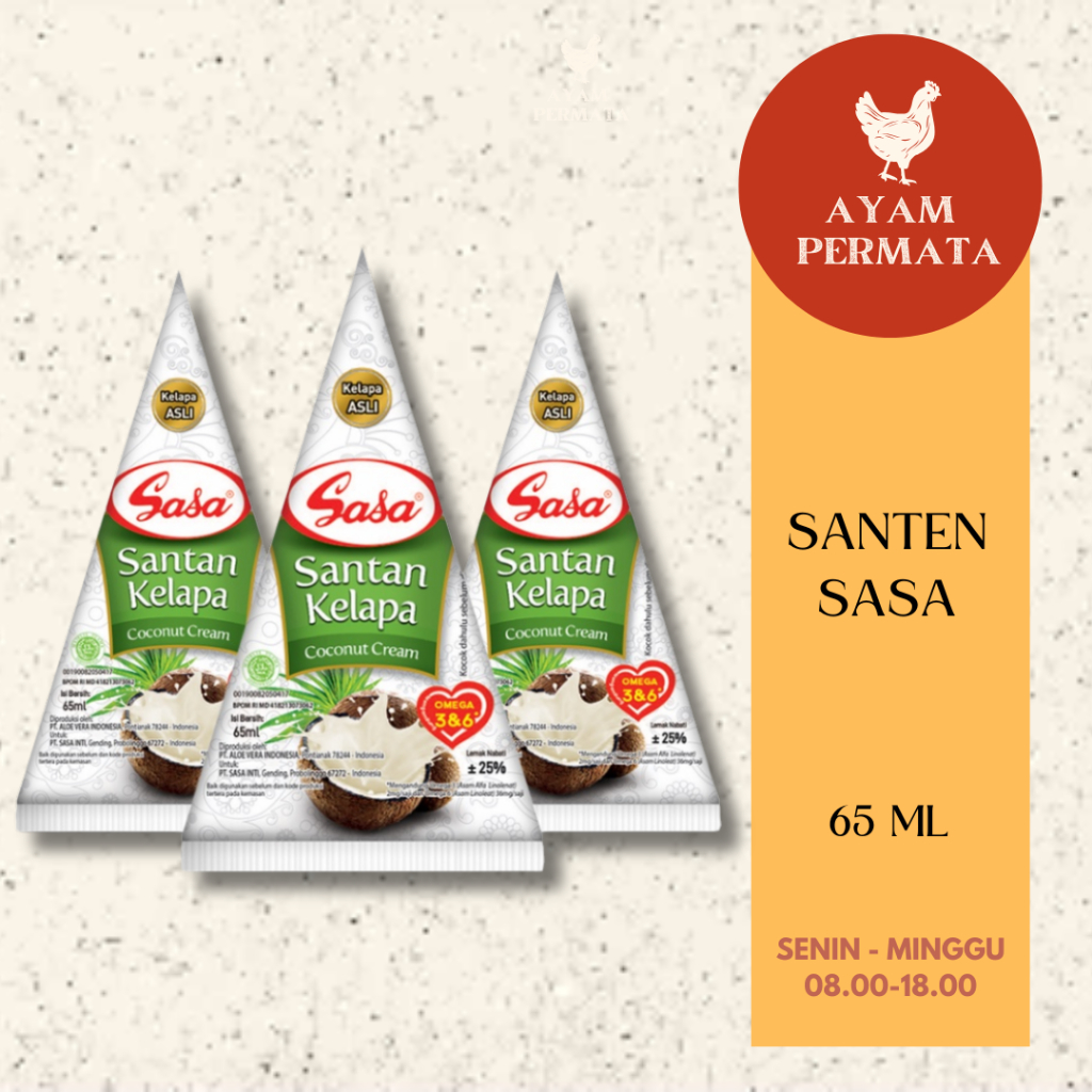 

Santan Kepala Cair 65ml Coconut Cream / Klapa Santen Sasa - Ayam Permata