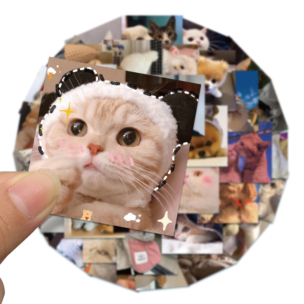 

[48PCS]Stiker Pack Lucu Anak Kucing Emotikon Stiker Vinyl Anti Air-Sticker Aesthetic Buku Casing HP Laptop Helm Motor