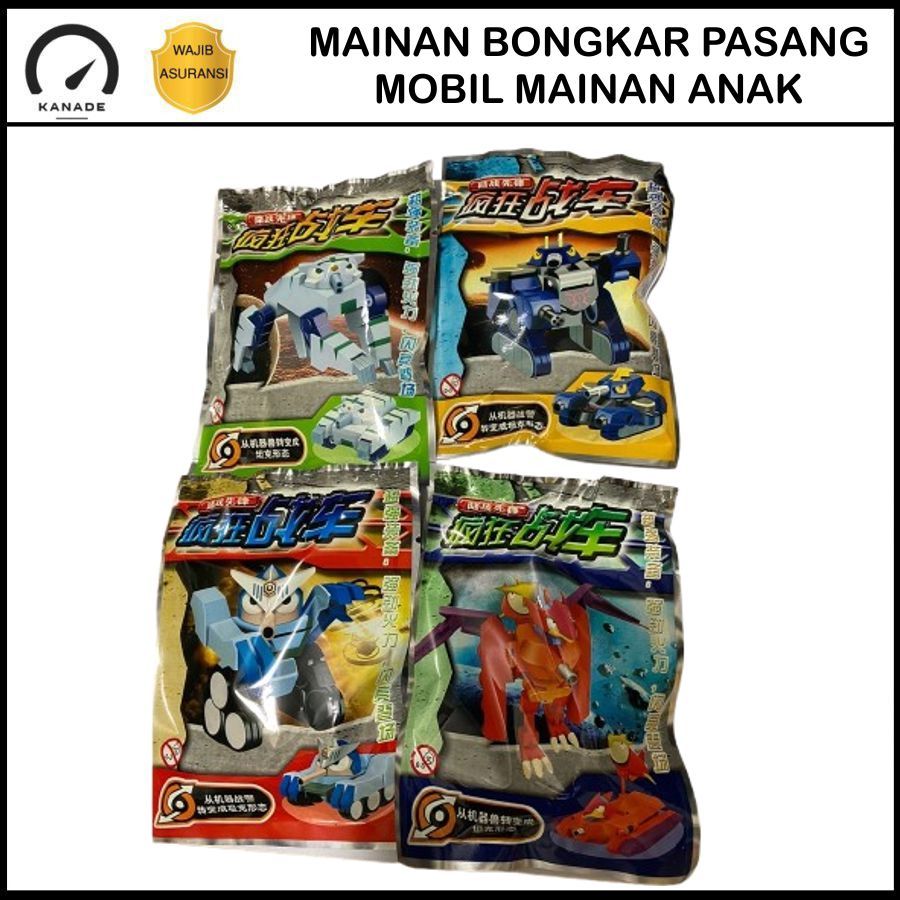 Mainan Edukatif Bongkar Pasang Mobil Tank Karakter Mainan Anak Melatih Kreativitas Asah Otak Mainan 