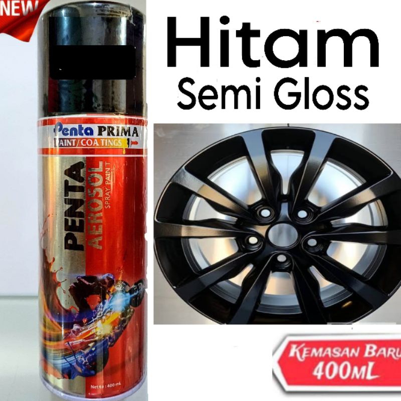 Cat Black Semi Glos Pilok Hitam SG Penta Aerosol Cat Semprot Velg Sepeda Motor Mobil