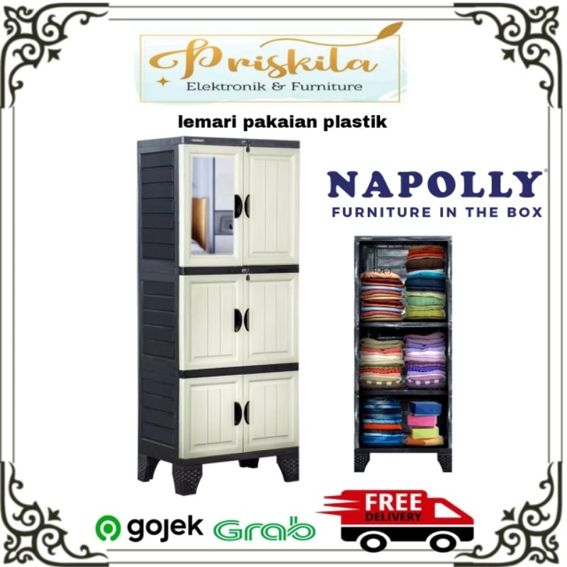 Lemari pakaian 2 pintu napolly/ lemari pakaian plastik napolly / lemari pakaian 2 pintu minimalis/ f