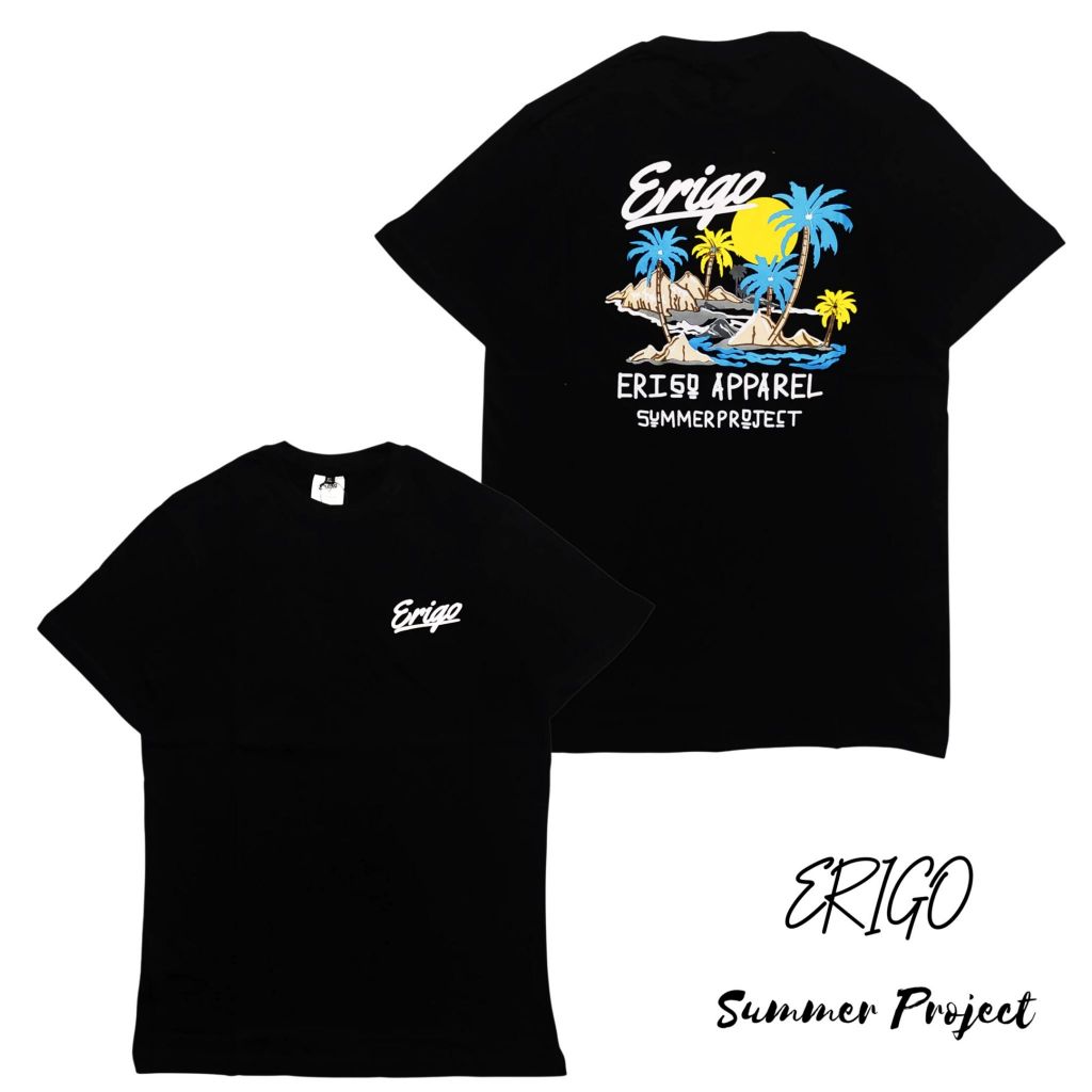 T-shirt ERIGO APPAREL SUMMER PROJECT Kaos Distro Pria Terbaru Kaos Jumbo Hitam Erigo Kaos Polos Kaos