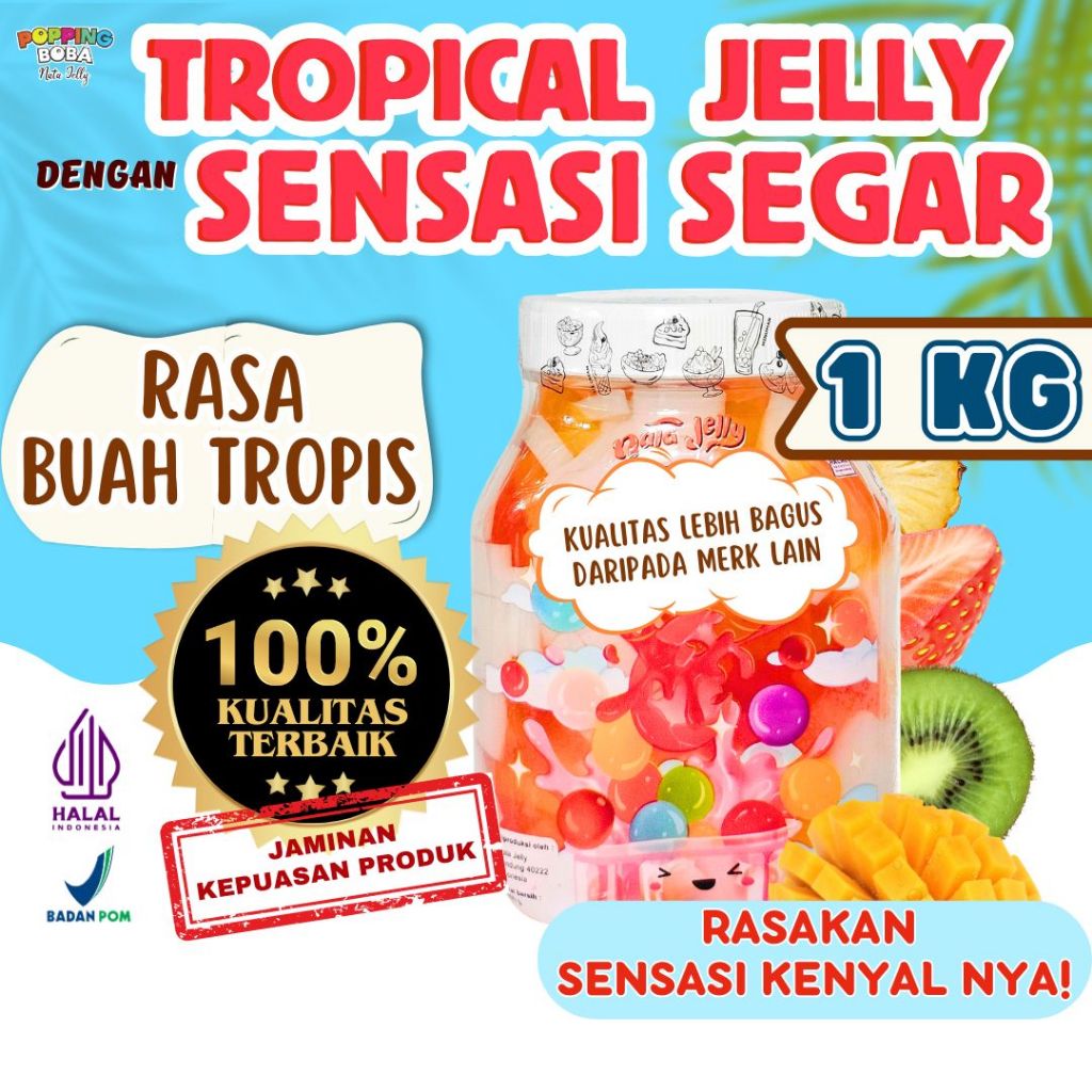 

Boba Bubble Tapiocapearl Cendol Selasih - QQ Rainbow Jelly Rasa Buah Tropis Segar 1 Kg Untuk Topping Minuman Cocok untuk Semua Bubuk Minuman - Popping Boba Nata Jelly