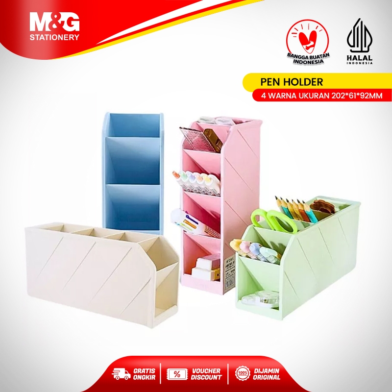 

M&G Kotal Pensil Pen Holder Tempat Pulpen 4 warna Hijau Biru Pink Putih ukuran 202*61*92mm