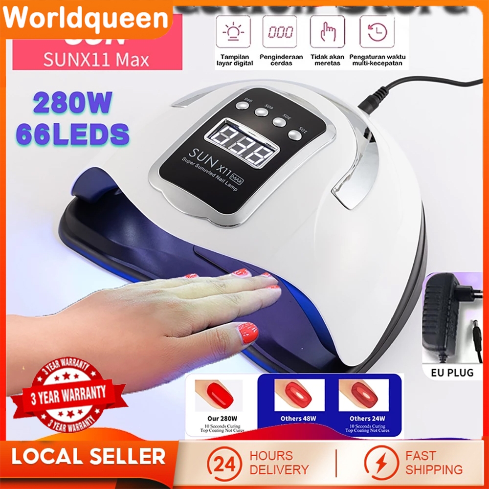 【COD】led nail art lampu uv nail art SUN X11/SUN X10 Max 280W 66Leds Dalam Full Hitam Lampu Pengering