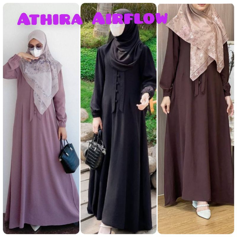 Gamis ATHIRA AIRFLOW | Bronze S, Lilac L, Hitam XL | gamis sekararum fashion / reseller sekararum fa