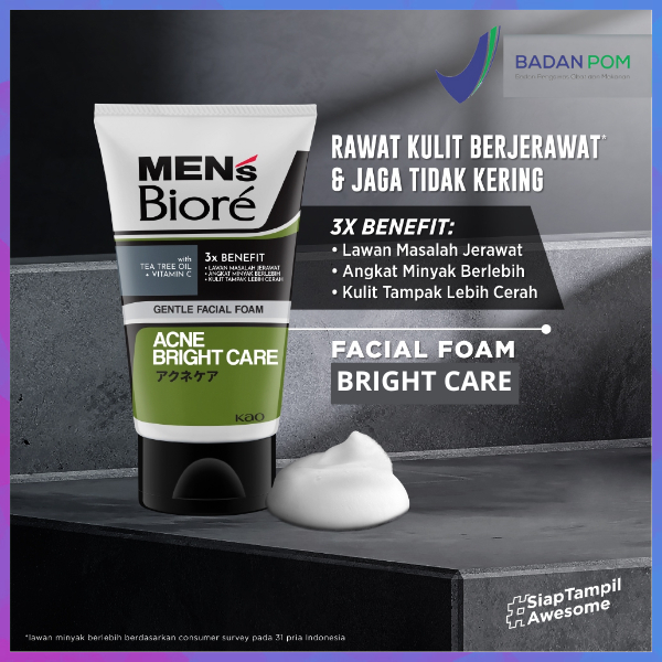 Mens Biore Gentle & Clean Acne Skincare 40 gr - Luginasari Kosmetik