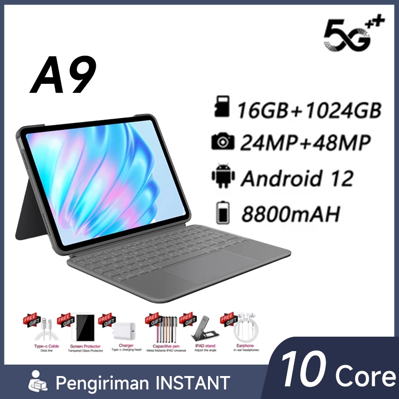 Tablet A9(16GB+1024GB) 11.6inch"lPsScreen Tablet Android 12 8800 mAhDualSimCardadvanTablet Murah100r