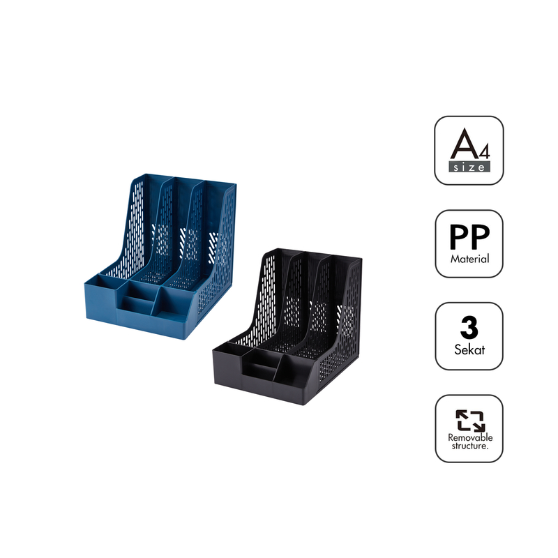 

[Pelangi Stationery] Bantex File Organizer / Magazine Holder / Rak Simpan Buku dan Pena / Bahan PP | 3 Section BJ7646