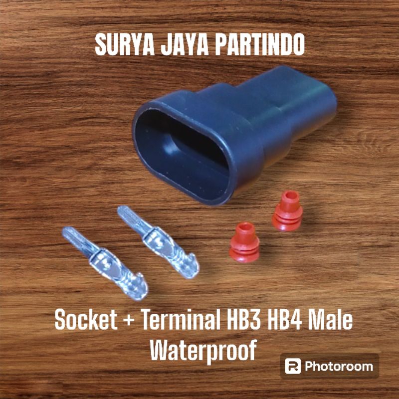 SOCKET LAMPU + TERMINAL TYPE HB3 HB4 WATERPROFF MALE / COWO