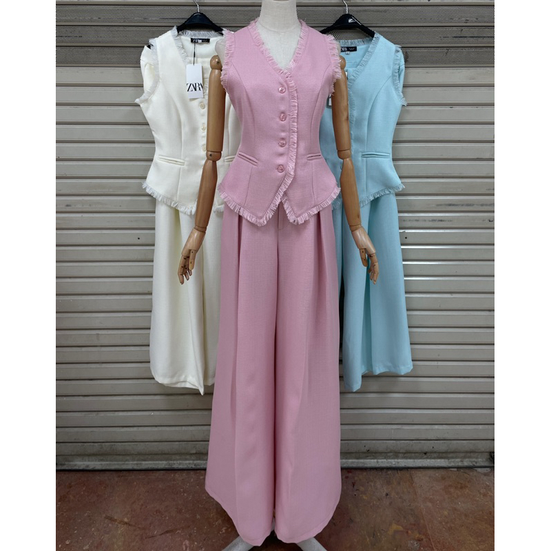 Z@r@ Set Rompi Celana kulot/setelan/casual/rompi (sun00107)