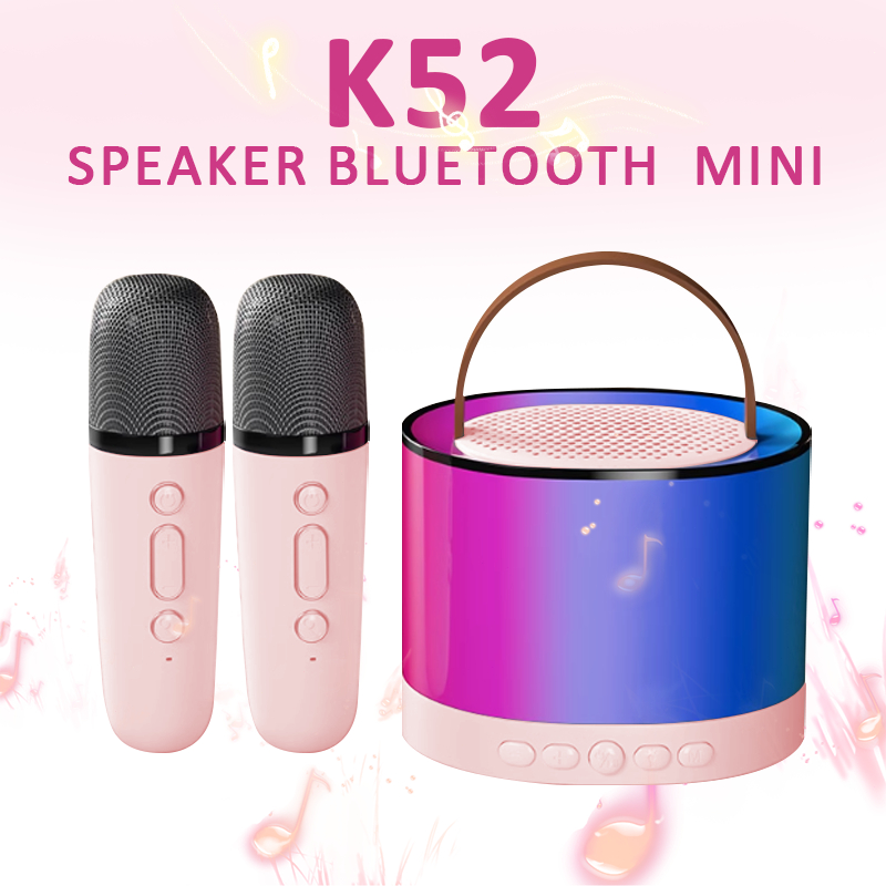 Mini Speaker Bluetooth Karaoke K52 Salon Karaoke Bluetooth Mic 2Mic Speaker Wireless Karaoke Speaker