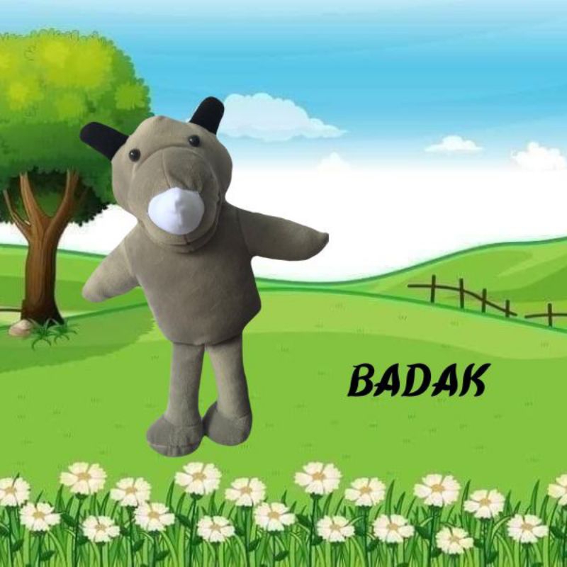 Boneka Tangan Muppet 50cm Hewan Badak | Peraga Dongeng|boneka edukasi