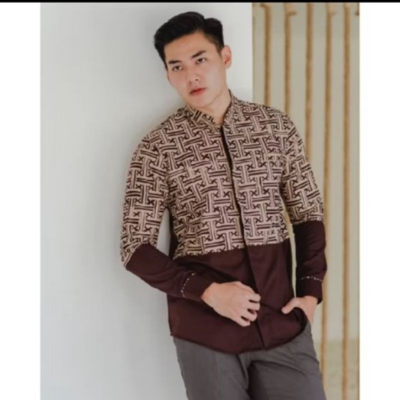 Kemeja Batik Pria NUC.ID Ali 05 (Kopi-Motif Latte)