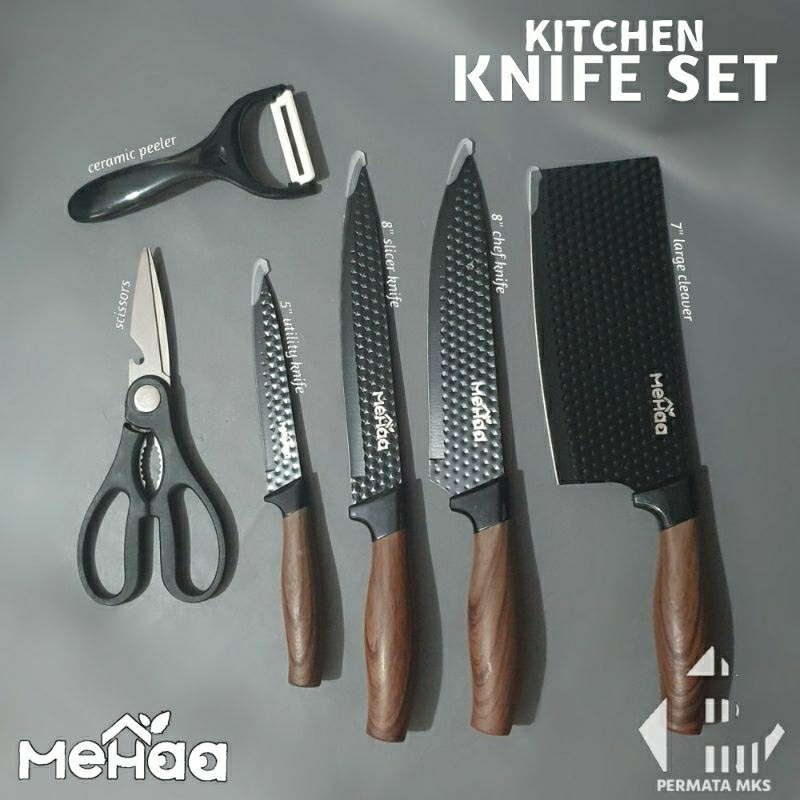 Pisau Set Dapur Tajam 6pcs / Elegant Knives Set / Kitchen Knife Set 6 in 1