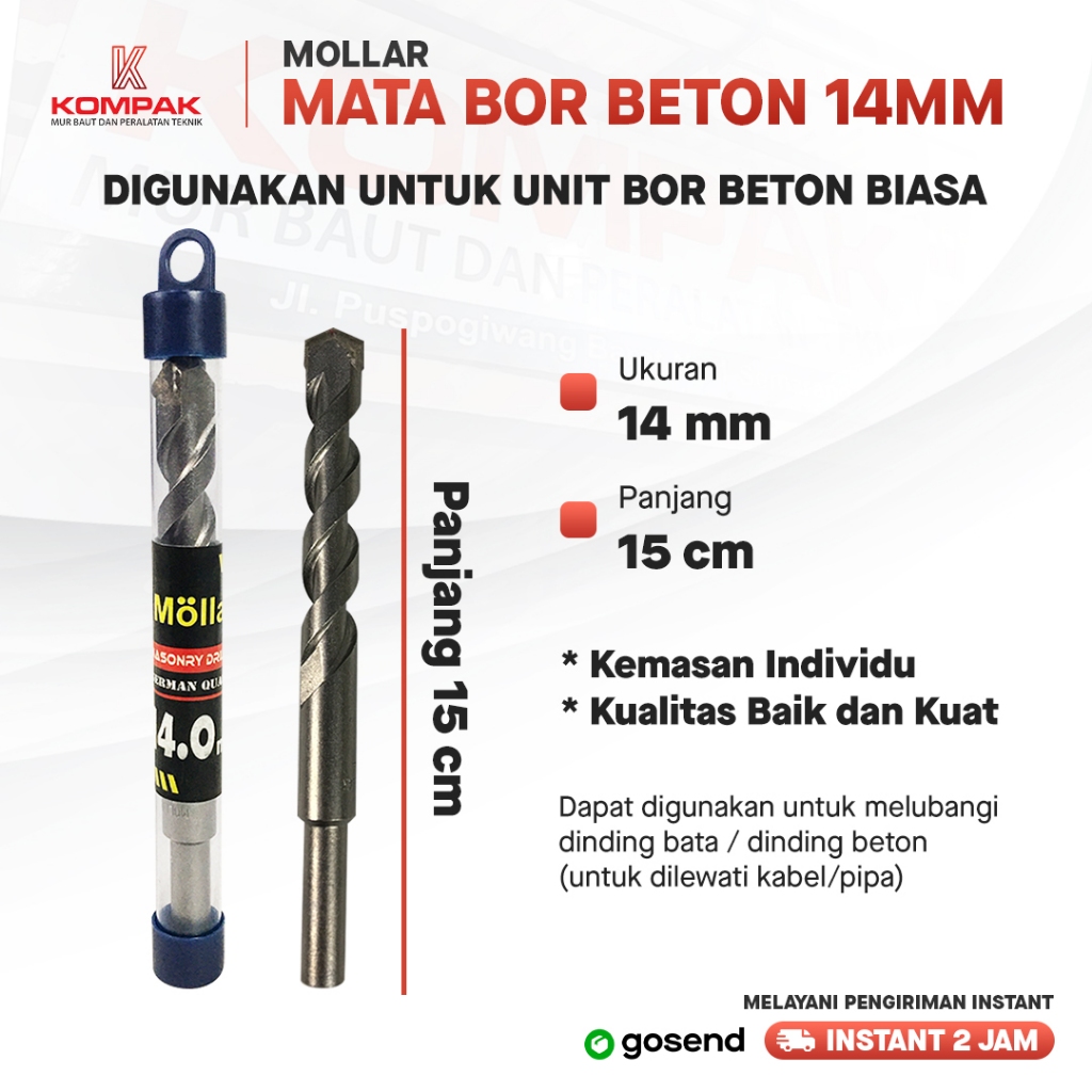 Mata Bor Beton Mollar 14mm Mata Bor Tembok / Hammer Drill