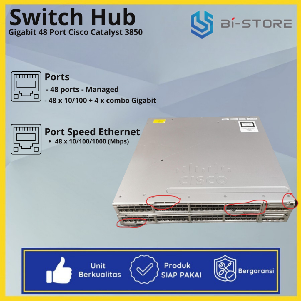 Switch Hub Gigabit 48 Port Cisco Catalyst 3850 Fungsi Normal