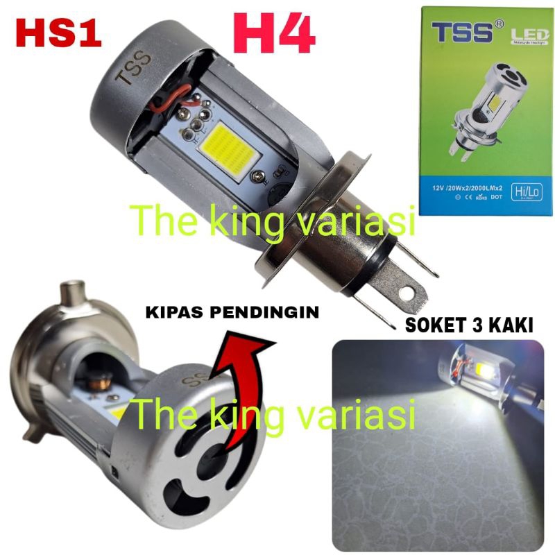 LAMPU UTAMA SOKET H4 MOTOR DAN MOBIL H4 KIPAS CAHAYA PUTIH TSS HS1 LED / LAMPU DEPAN MOTOR LED KIPAS