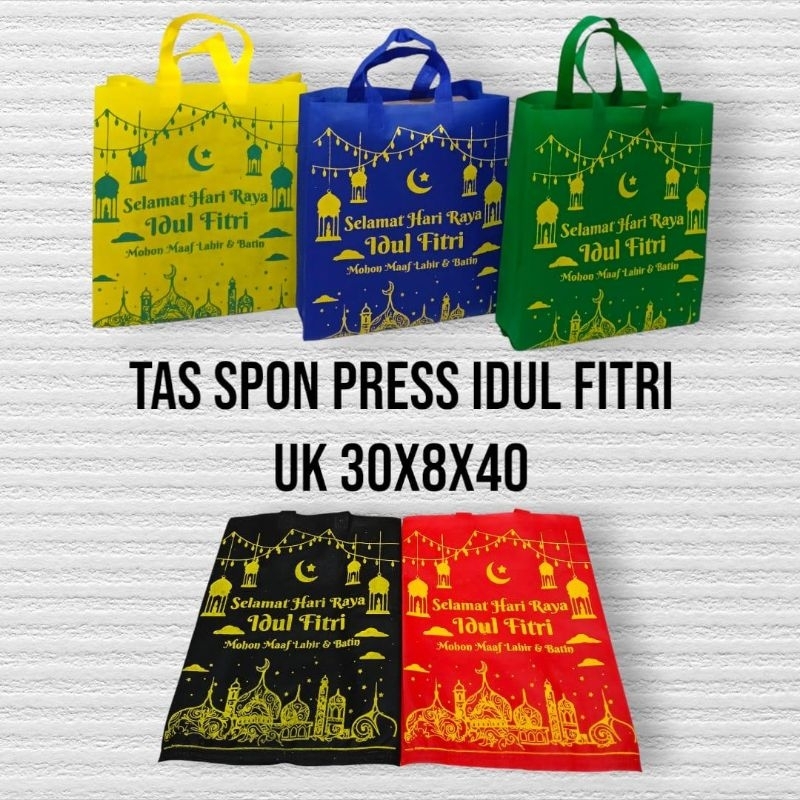 

Tas spunbond press idul Fitri uk 30x8x40 - bingkisan parcel, sembako, dll.