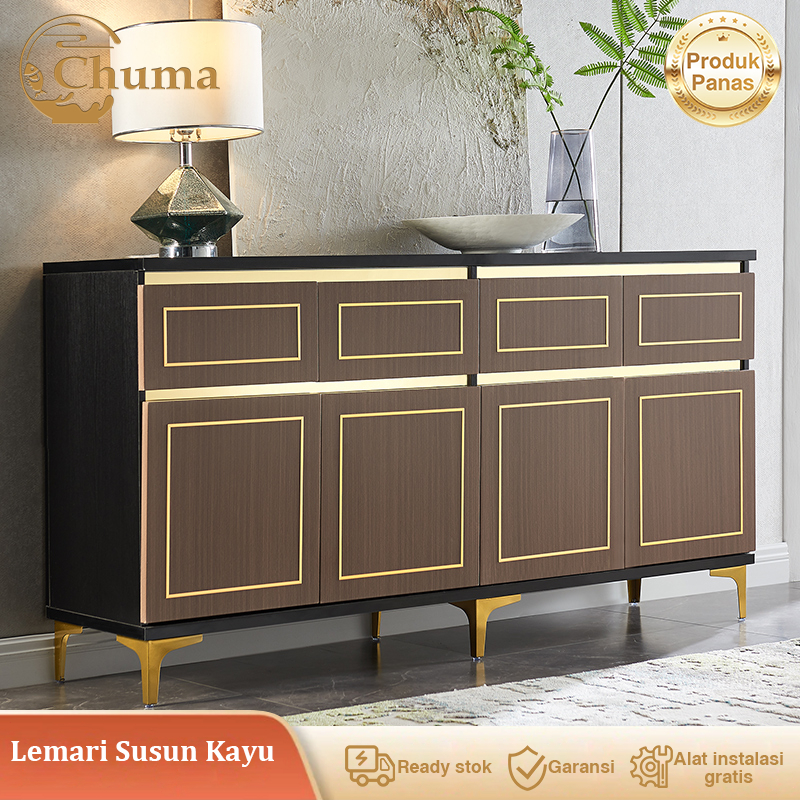 80/100/120cm Lemari Susun Kayu Lemari Dapur Lemari Laci Penyimpanan Lemari Pakaian Minimalis Buffet 