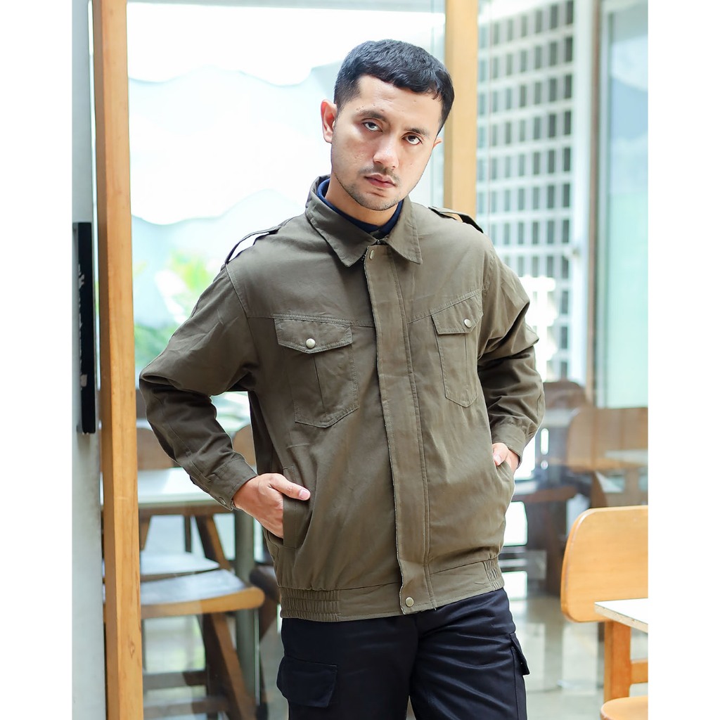 Nookly Work Jacket Chester Olive Shacket Jaket Pria