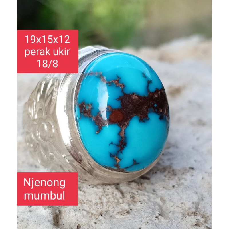 Natural pirus uat merah mesir ring perak njenong