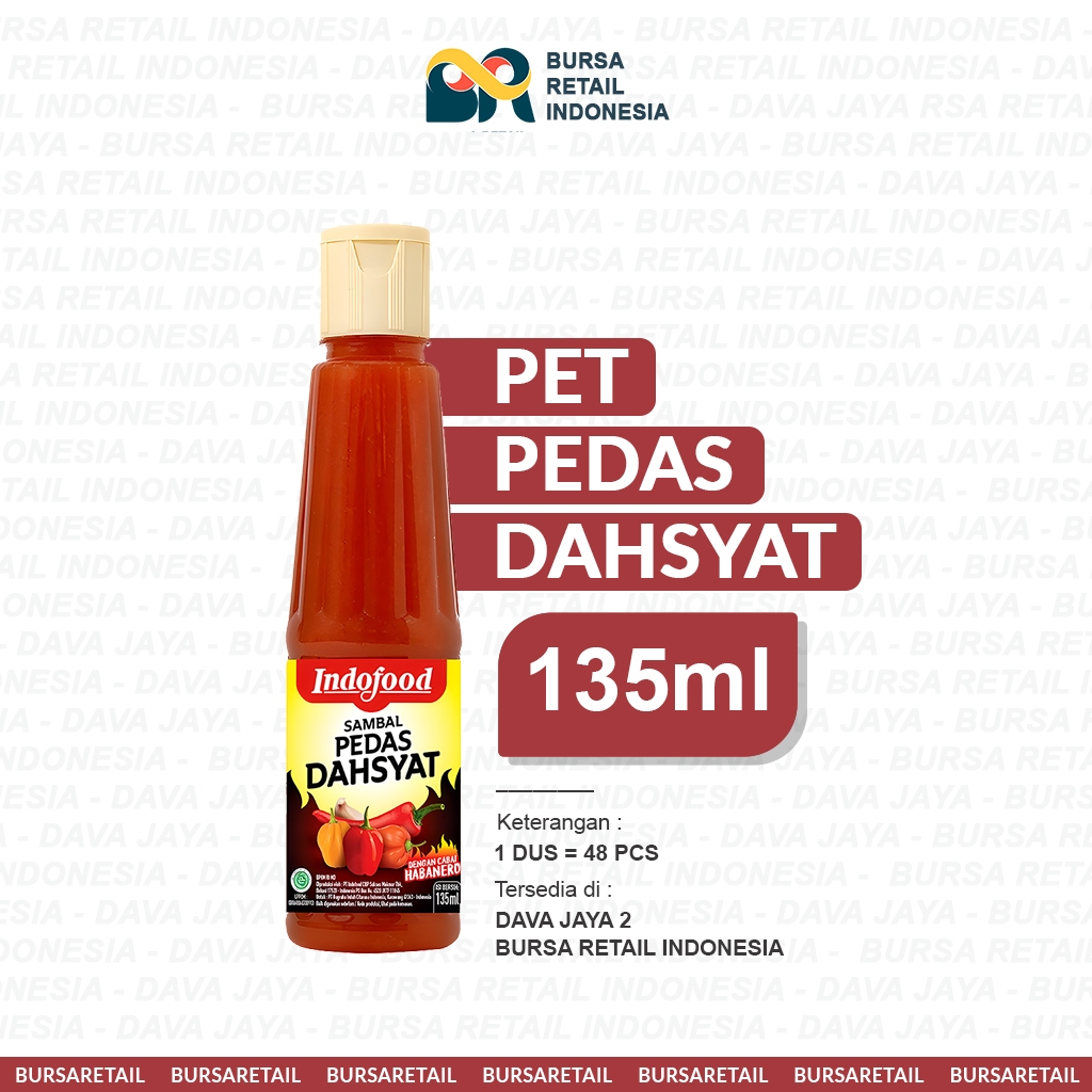 

Indofood Saos Pet Pedas Dahsyat 135ml | Saos Pedas Botol | BursaRetail
