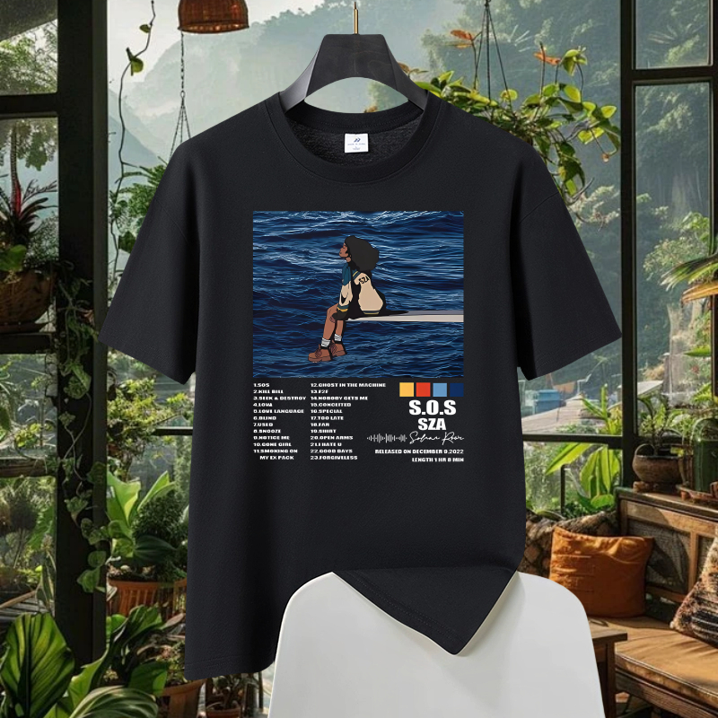 [✅COD] Fashion custom Tshirt Oversized Vinyl record SZA SOS Kaos