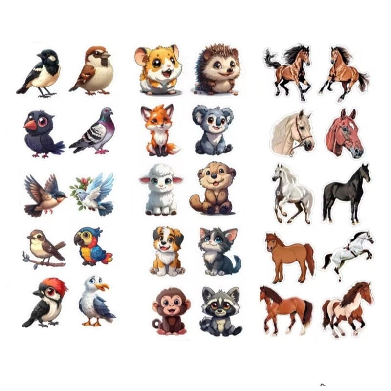 

60 Pcs - Stiker Deco ANIMAL Sticker Motif KUDA HORSE/BIRD