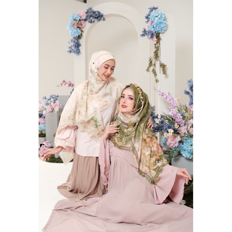 Eldeena hijab segiempat voal ultrafine scarf printing premium