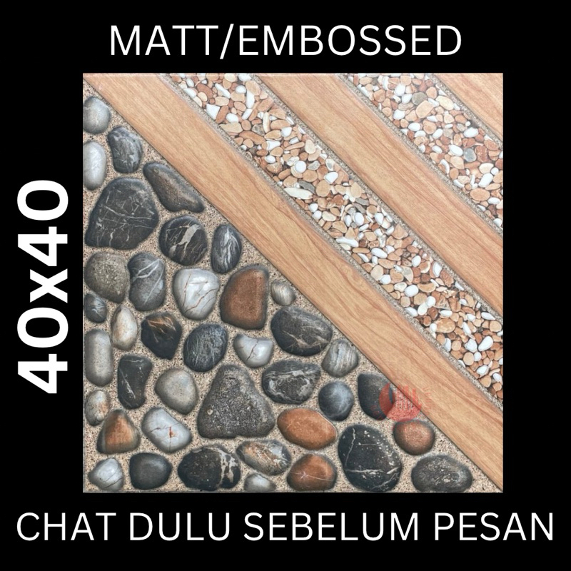 KERAMIK MULIA 40x40 CASCADE BEIGE / KERAMIK LANTAI / KERAMIK KASAR / MATT / MOTIF KAYU /MOTIF BATU