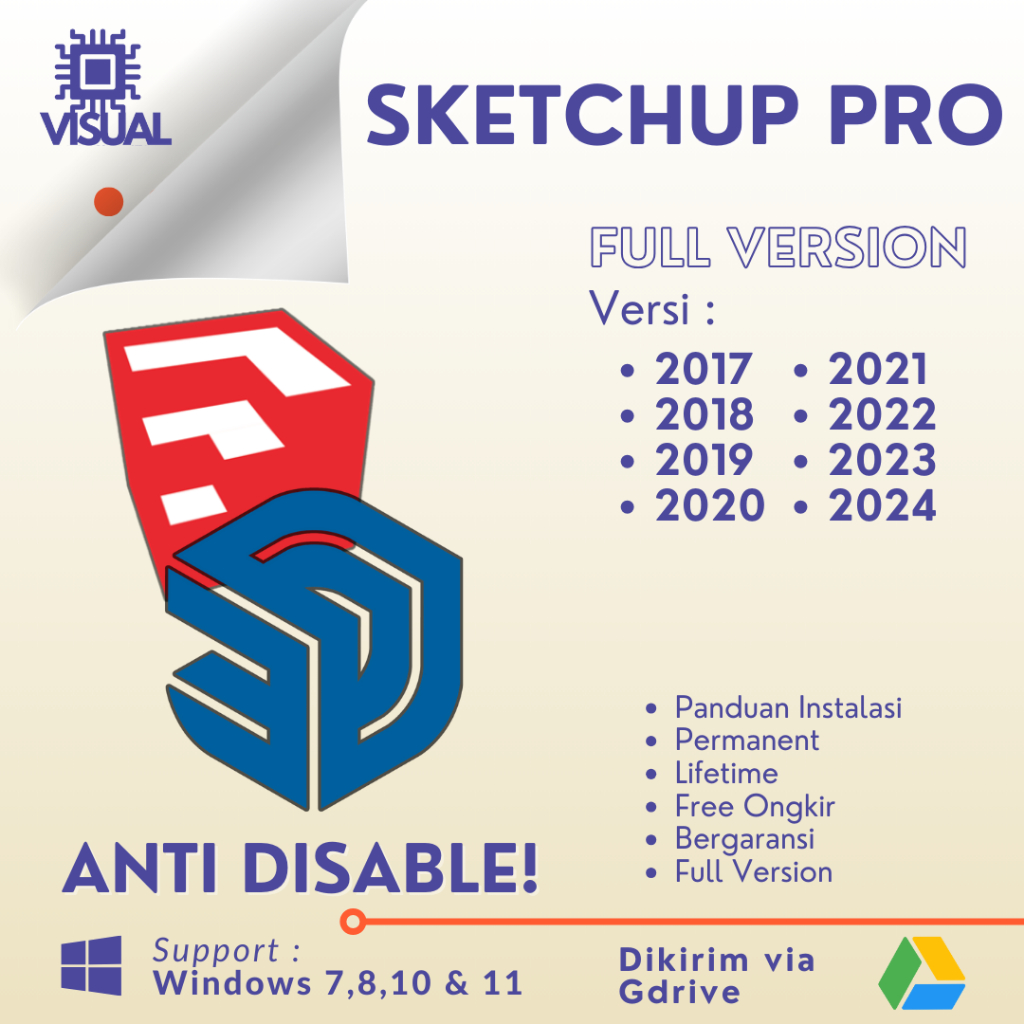 SketchUp Pro Versi Baru / Lama 2024, 2023, 2022, 2021, 2020, 2019, 2018, 2017 | Visualone