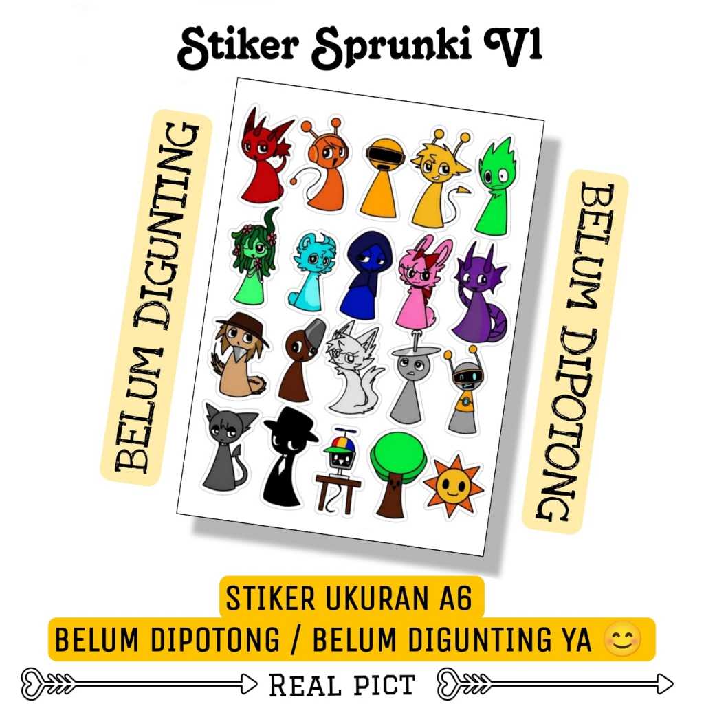 

STIKER SPRUNKI V1 / STIKER BELUM DIPOTONG BAHAN VINYL UKURAN A6 / STICKER / STIKER KARAKTER LUCU