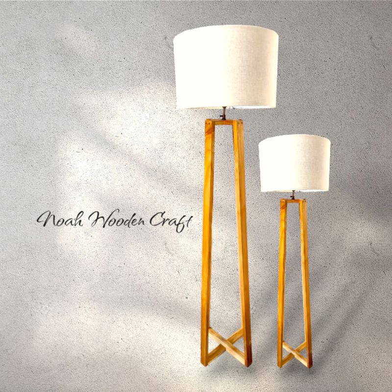 Standing Lamp Bahan Kayu Jati Grade A  Minimalis Lampu Sudut Aesthetic Living Room Lamp