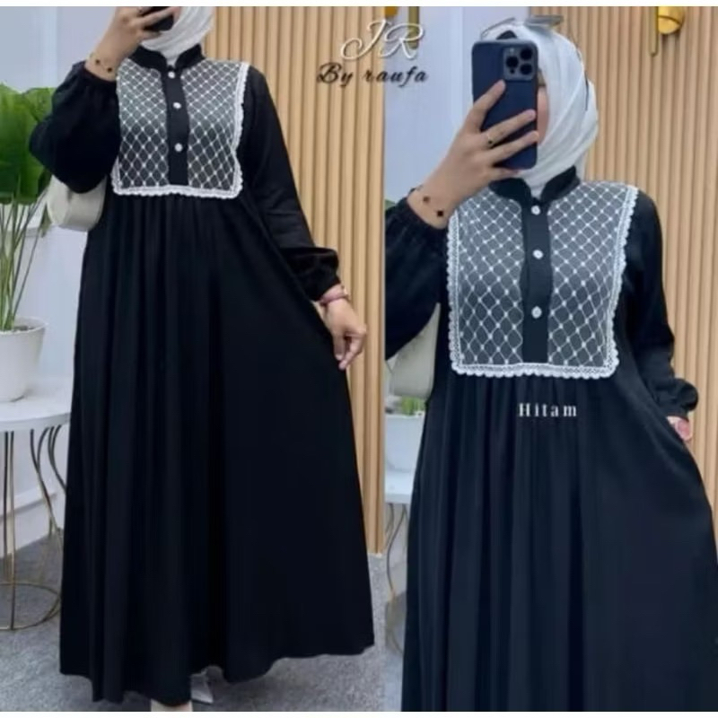 gamis yurai crinkle brukat mewah lebaran #GAMIS CRINKLE BRUKAT MEWAH #gamis wanita brukat renda keki