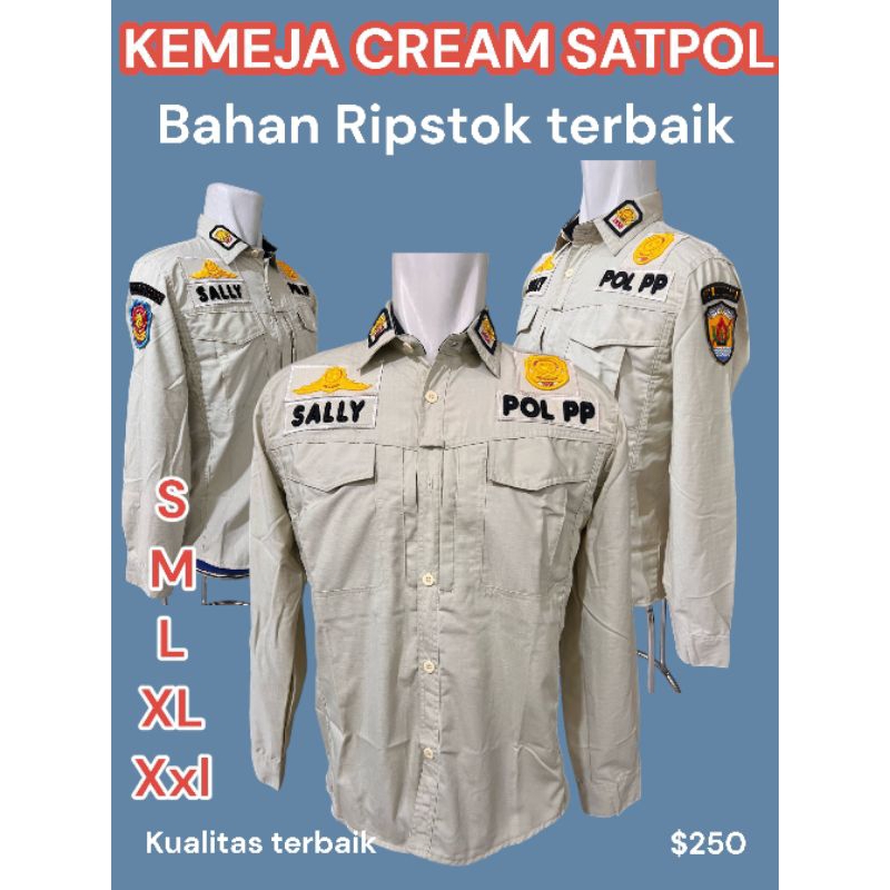Kemeja Cream Satpol pp pol PP Bahan Ripstok Premium