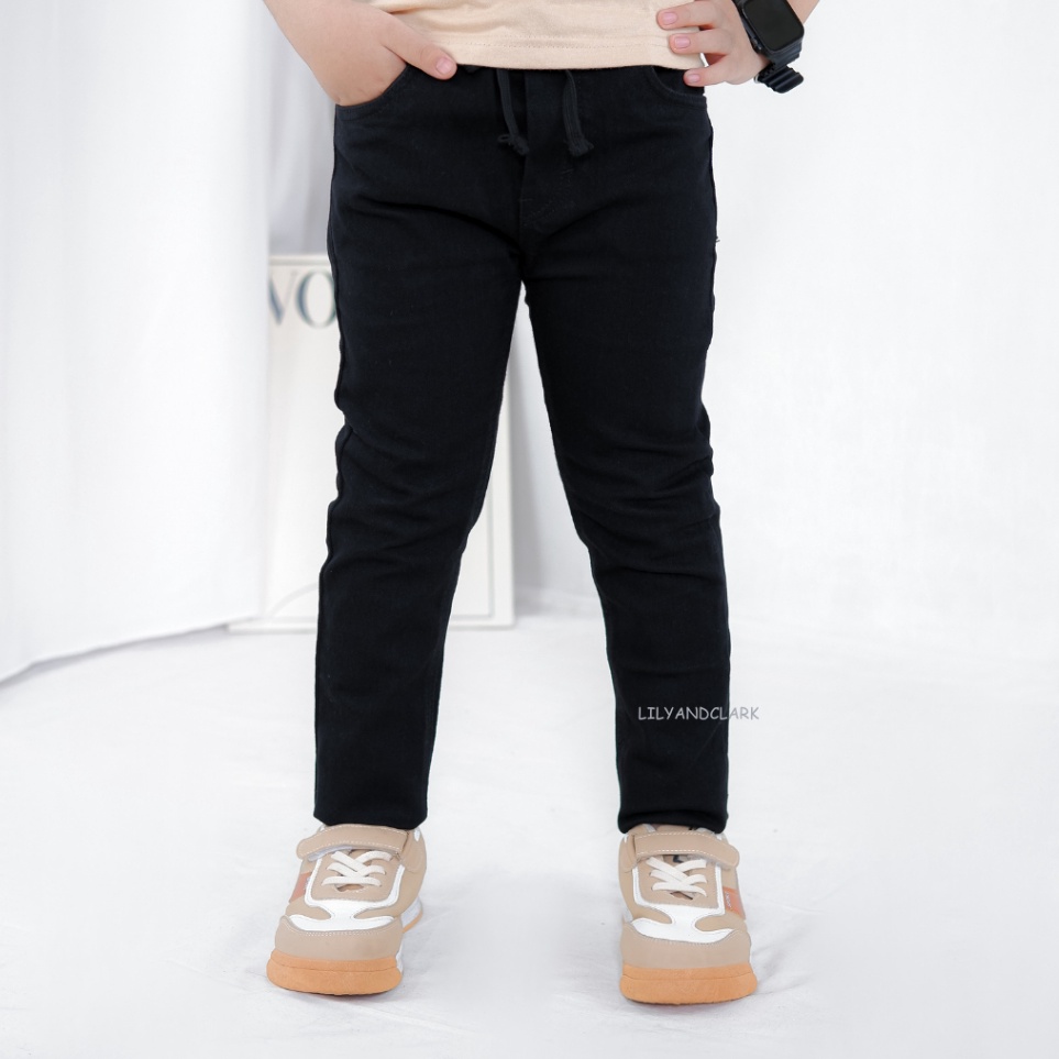 KODE Q86I LILY AND CLARK Celana jeans anak warna Hitam panjang model Basic JB3 Bold V2