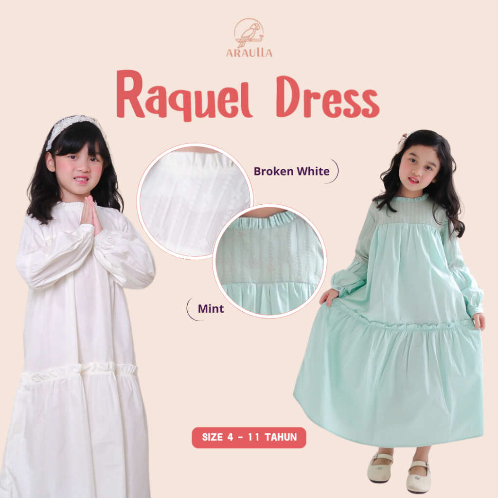 Araulla - RAQUEL Dress Poplin Brukat Anak Perempuan | Brukat Anak | Brukat Anak Perempuan | Dress | 
