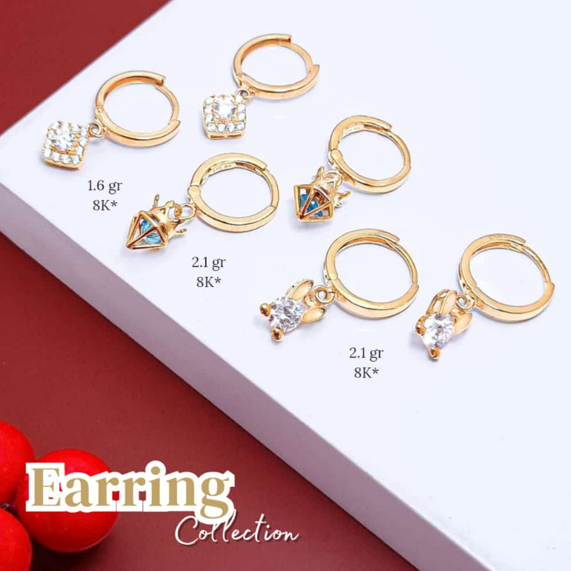 ANTING KLIK FASHION KELINCI,MATA HIJAU,PERMATA KOTAK