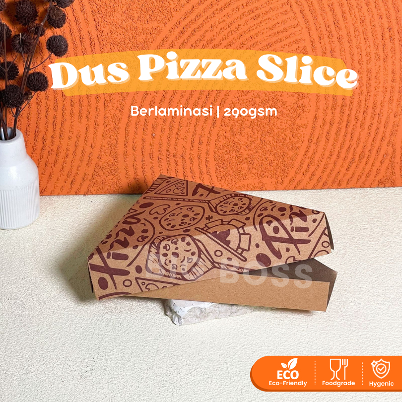 Dus Pizza Slice Motif Berlaminasi / Box Pizza Slice / Dus Crepes / Box Pizza Kraft / Box Pizza Motif