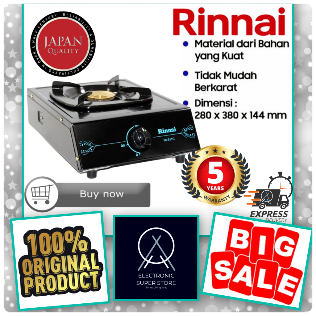 RINNAI KOMPOR RI-511C RI511C RI 511C BURNER 1 TUNGKU RINNAI KOMPOR GAS API EKONOMIS RINNAI