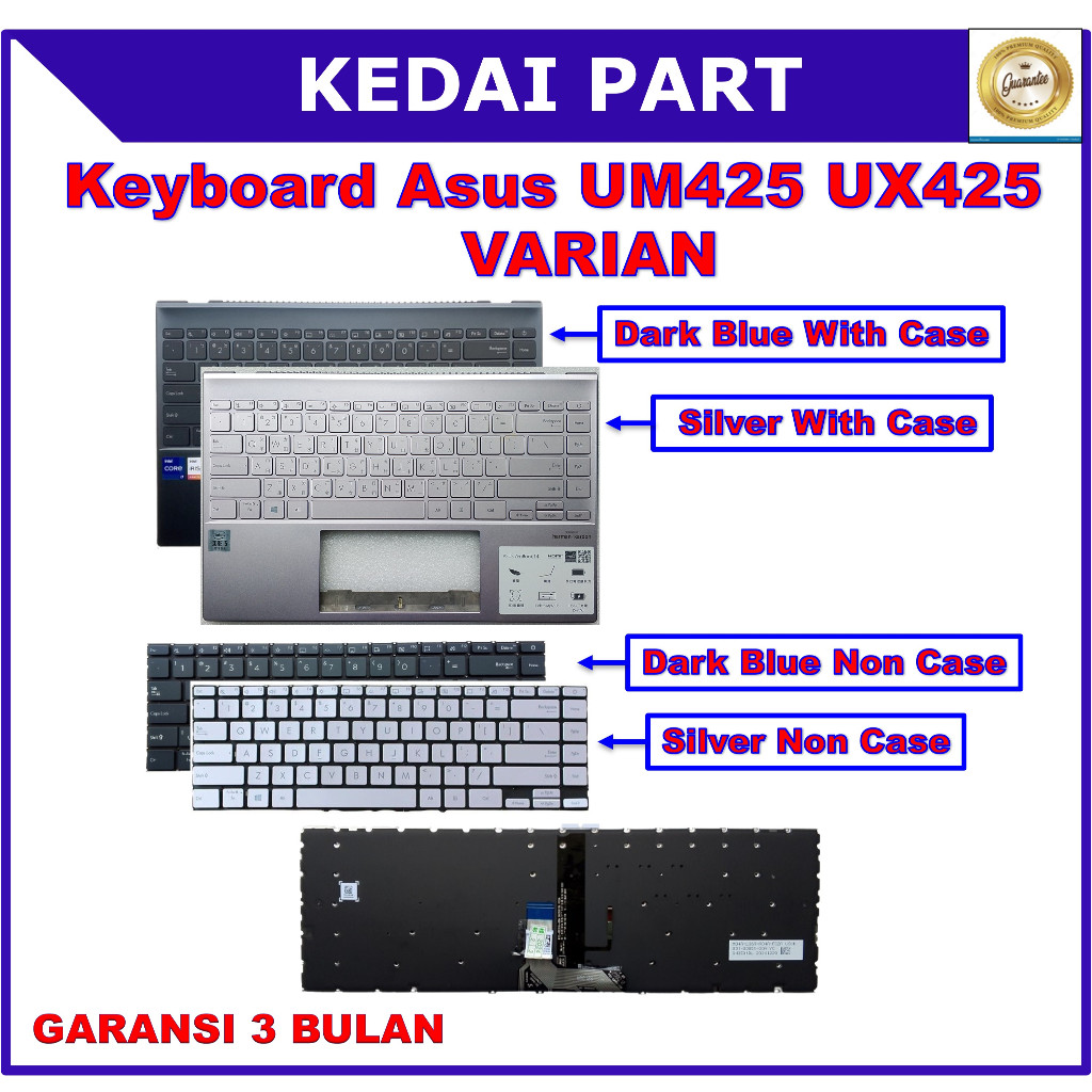 Keyboard Asus Zenbook 14 UX425 UM425 UM425I UM425IA UM425UA UM425UAZ U4700J U4700JA Silver Blue With