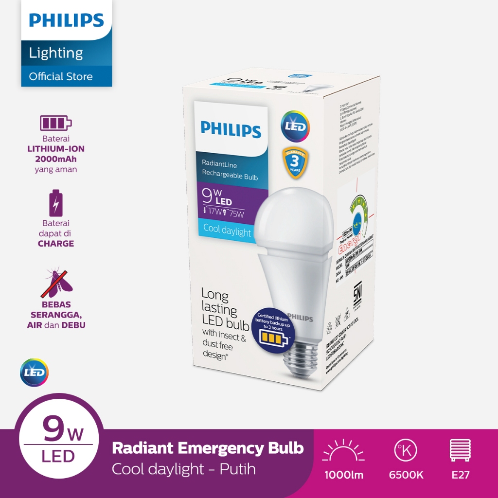 Philips RadiantLine Emergency LEDBulb 9W 6500K Putih