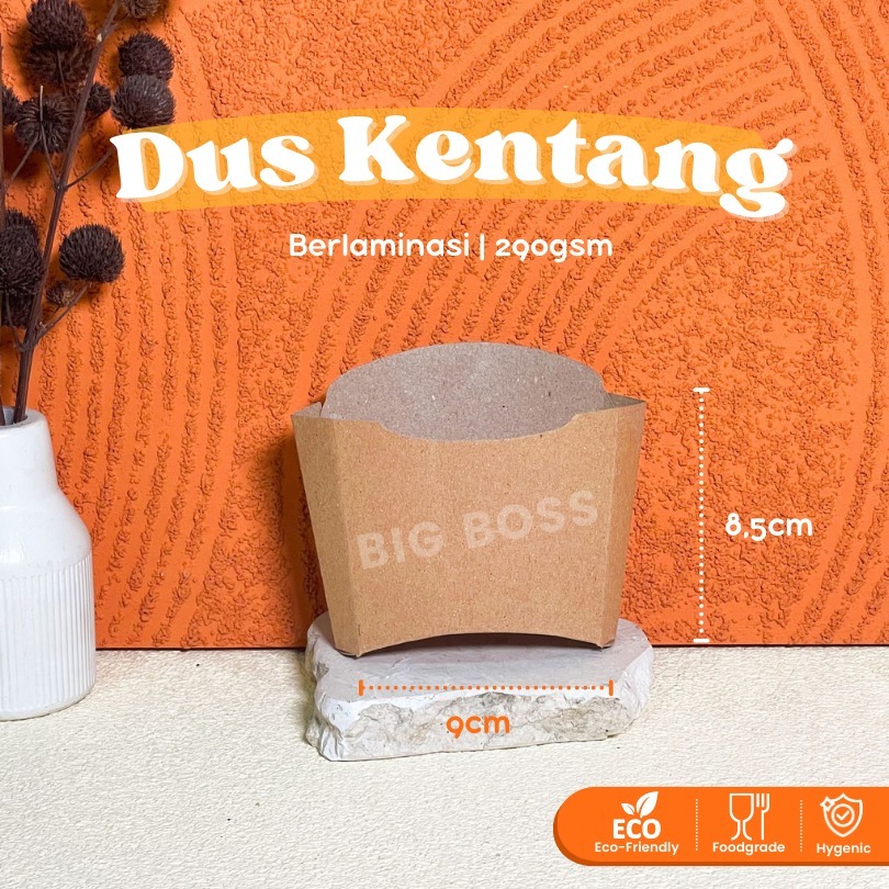Box Kentang Goreng Kraft Laminasi / Kotak Wadah French Fries / Dus French Fries / Box Kentang Goreng