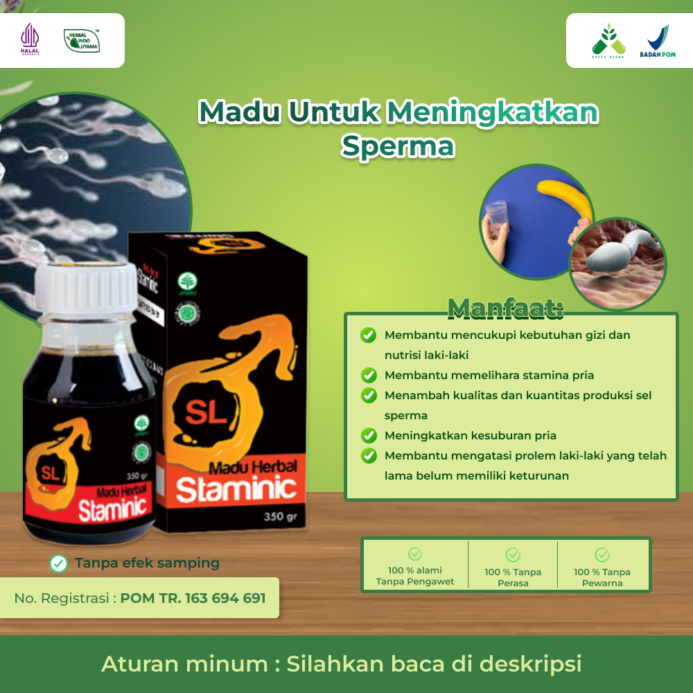 

MADU HERBAL STAMINIC Madu Pengental dan Penyubur Sperma Pria