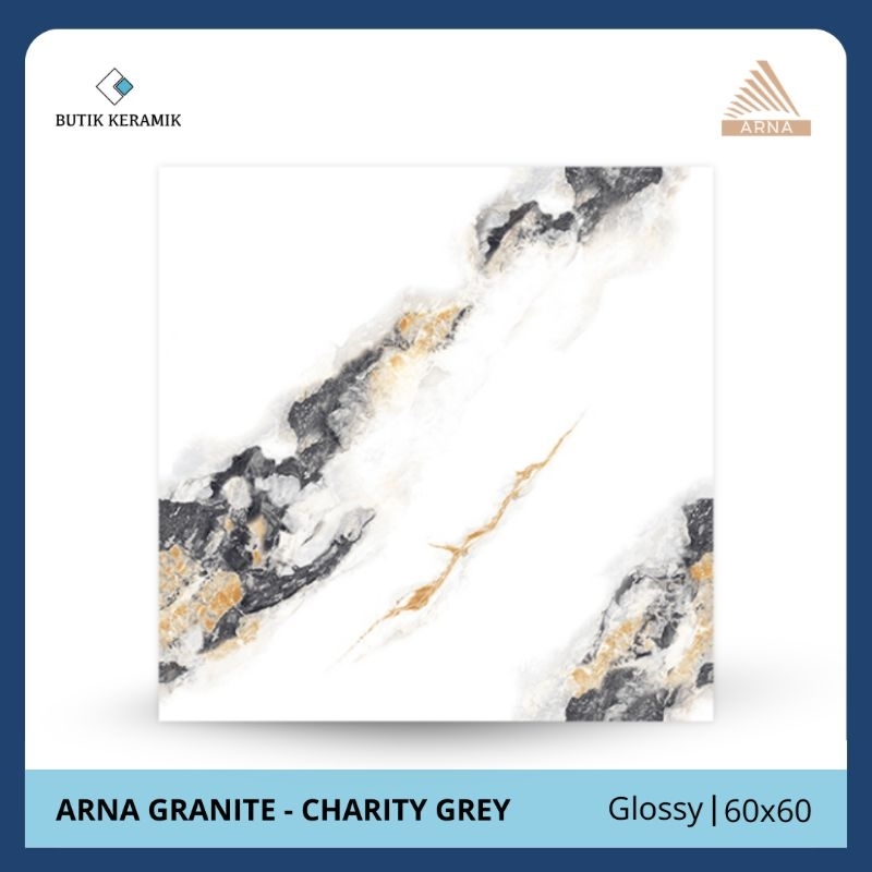 Granit 60x60 cm | Arna | Charity Grey | Glossy | Granit Lantai |