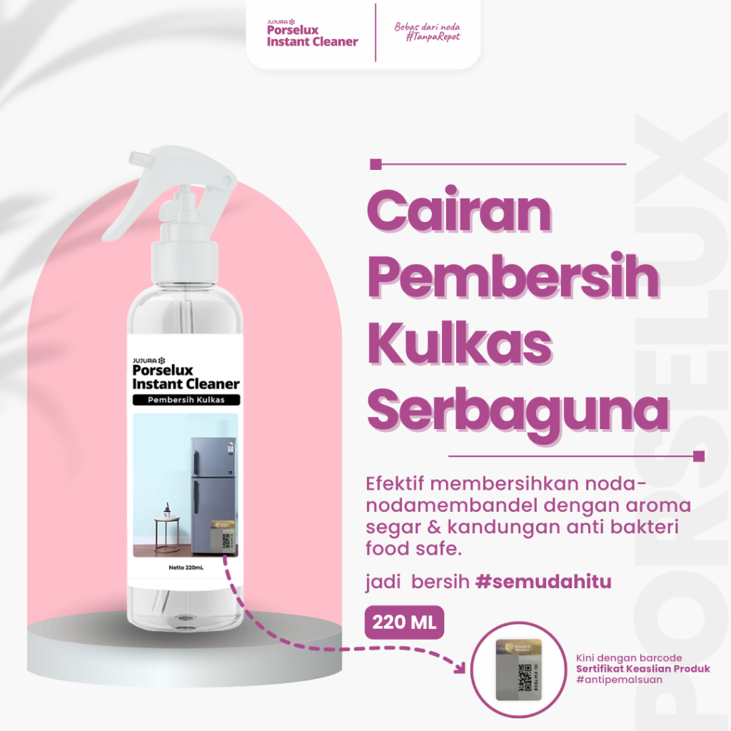 Porselux Pembersih Kulkas Fridge Cleaner dengan Aroma Segar & Kandungan Anti Bakteri Food Safe 220 m